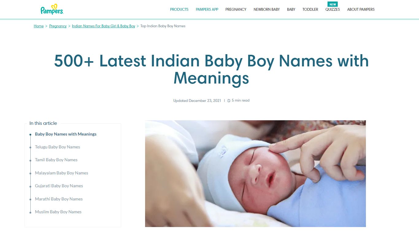 500+ Latest Indian Baby Boy Names with Meanings - Pampers-IN-EN