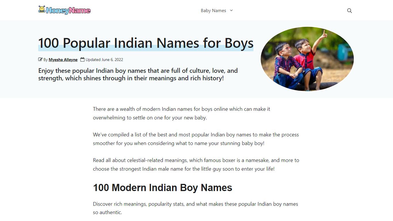 100 Modern Indian Boy Names (With Meanings) - Honey Name